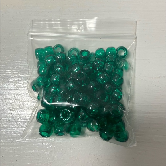 100 Green Glitter Pony Beads, DIY Beads, Jewelry Beads, Craft Beads - Picture 3 of 3